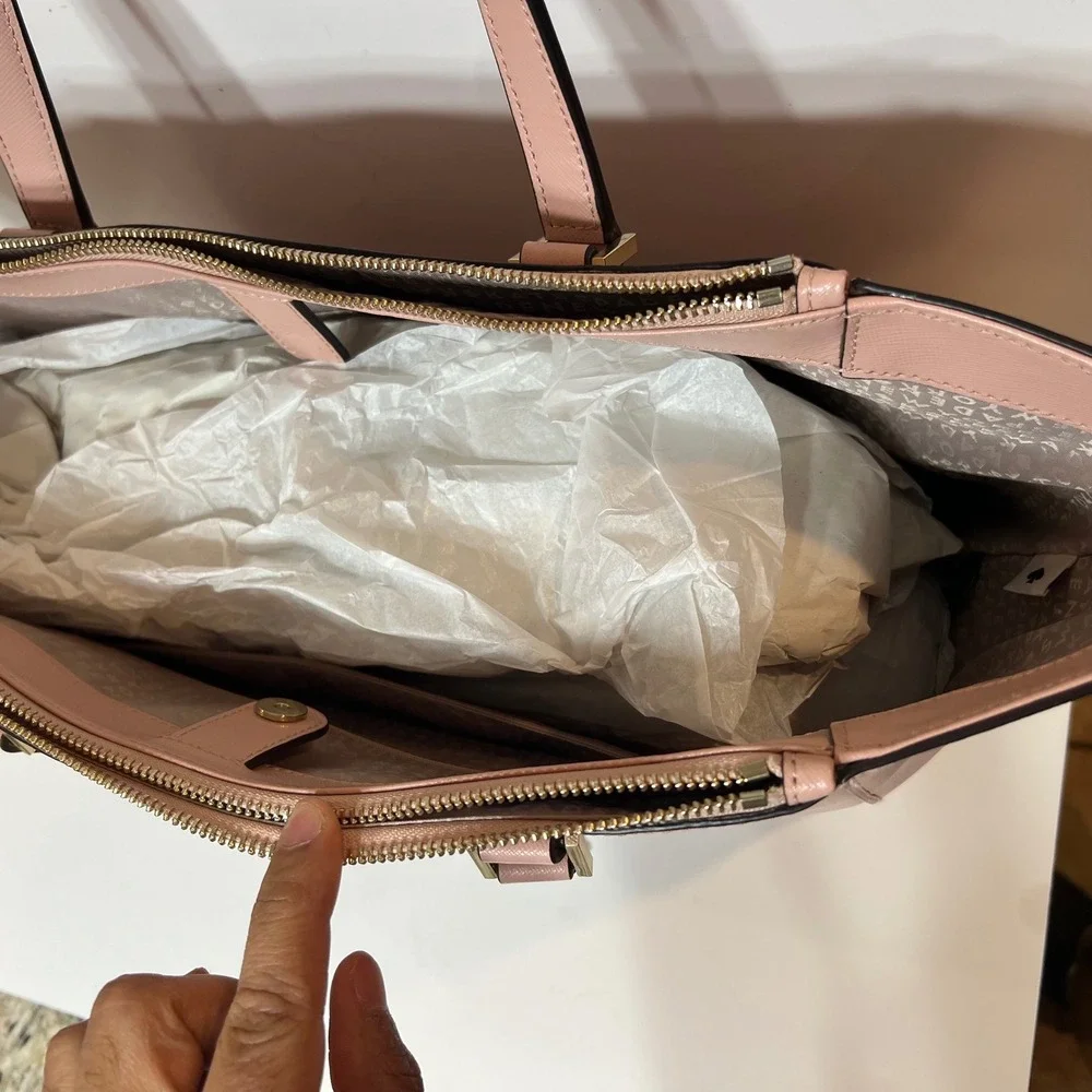 Kate Spade New York Pink Saffiano Leather‎ Triple Compartment Tote Bag Large